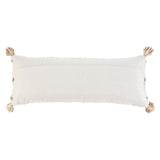 14" X 36" Tan And White Geometric Cotton Throw Pillow