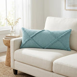 14" X 36" Aqua Cotton Throw Pillow