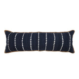 14" X 36" Blue and Beige Lumbar Throw Pillow