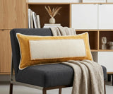 14" X 36" Golden Yellow And Cream 100% Cotton Zippered Pillow
