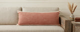 14" X 36" Orange And Off-White 100% Cotton Striped Zippered Pillow