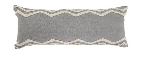 14" X 36" Gray And Tan Cotton Chevron Throw Pillow