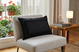 16" X 24" Black 100% Cotton Geometric Zippered Pillow