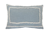 16" X 24" Sky Blue And White Cotton Geometric Throw Pillow