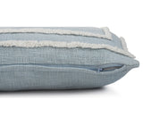 16" X 24" Sky Blue And White Cotton Geometric Throw Pillow