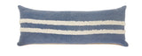 14" X 36" Dusty Blue And White 100% Cotton Striped Zippered Pillow