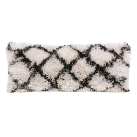 14" X 36" Black And White Geometric Throw Pillow
