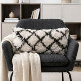 14" X 36" Black And White Geometric Throw Pillow