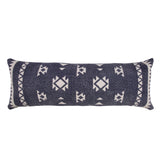 14" X 36" Navy Blue And White Cotton Geometric Throw Pillow