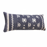 14" X 36" Navy Blue And White Cotton Geometric Throw Pillow