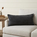 14" X 36" Black Cotton Throw Pillow