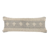 14" X 36" Gray And Taupe Cotton Geometric Throw Pillow