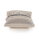 14" X 36" Beige And Gray Cotton Chevron Throw Pillow