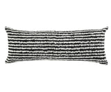 14" X 36" Black And Cream 100% Cotton Striped Zippered Pillow