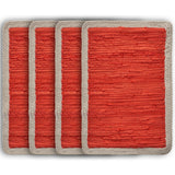 19" Set of Four Orange And Natural Solid With Border Cotton Placemats
