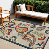 4' X 6' Blue Paisley Non Skid Indoor Outdoor Area Rug