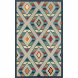 4' X 6' Blue Striped Non Skid Indoor Outdoor Area Rug