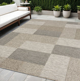 5' X 7' Gray Geometric Handmade Indoor Outdoor Area Rug