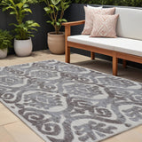 8' X 9' Blue And Ivory Chevron Indoor Outdoor Area Rug