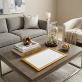 9" Gold and White Rectangular Metal Serving Tray