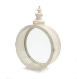 22" Ivory Distressed Ornate Glass And Metal Centerpiece Lantern Candle Holder
