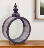 18" Black Ornate Metal Centerpiece Lantern Candle Holder