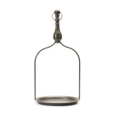 24" Brown Distressed Iron Tabletop Dish Candle Holder