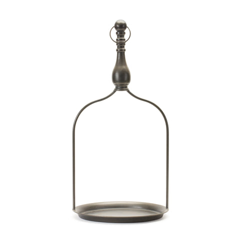 24" Brown Distressed Iron Tabletop Dish Candle Holder
