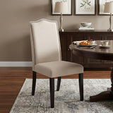 Cream And Espresso Upholstered Linen Dining Parsons Chair