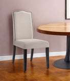 Cream And Espresso Upholstered Linen Dining Parsons Chair