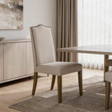 Cream and Brown Linen Dining Parsons Chair