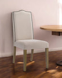 Cream and Brown Upholstered Linen Dining Parsons Chair
