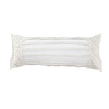 14" X 36" White Textured Indoor Outdoor Throw Pillow With Fringe