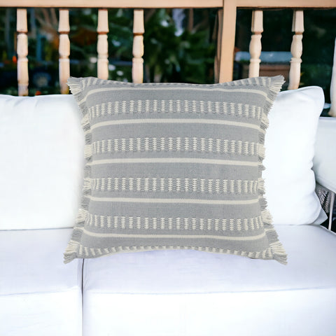 24" X 24" Blue Zippered Coastal Indoor Outdoor Throw Pillow