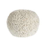 20" Cream Cotton Tufted Geometric Round Pouf Ottoman