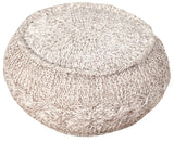 20" Beige Cotton Geometric Round Pouf Ottoman