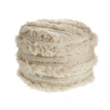18" Ivory Cotton Striped Round Pouf Ottoman