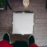 18" Black Cotton Geometric Pouf Ottoman