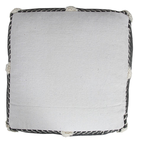 18" Black Cotton Geometric Pouf Ottoman