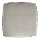 18" White Cotton Striped Pouf Ottoman