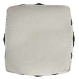 18" White Cotton Geometric Pouf Ottoman