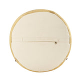 16" Tan Cotton Cylinder Striped Pouf Ottoman