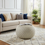 20" Gold Cotton Round Pouf Ottoman