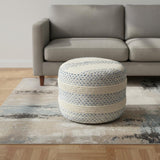 18" Blue Cotton Blend Ottoman