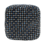 16" Black Fabric Geometric Pouf Ottoman