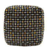 16" Black Fabric Geometric Pouf Ottoman