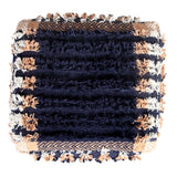 18" Blue Cotton Geometric Pouf Ottoman