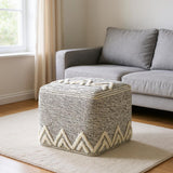 16" Gray Upholstery Pouf Ottoman
