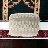 18" Beige Geometric Pouf Ottoman