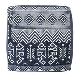 18" Blue Cotton Geometric Pouf Ottoman